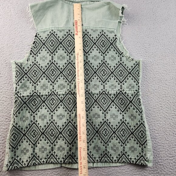 O'Neill Vest Womens Medium Utility Cargo Distress Boho Aztec Chore Jacket Shirt - Picture 6 of 6